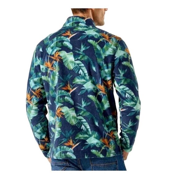 Tommy Bahama Men's Medium Cloud Peak Fronds Half Zip Fleece Pullover Bering Blue - Picture 8 of 8